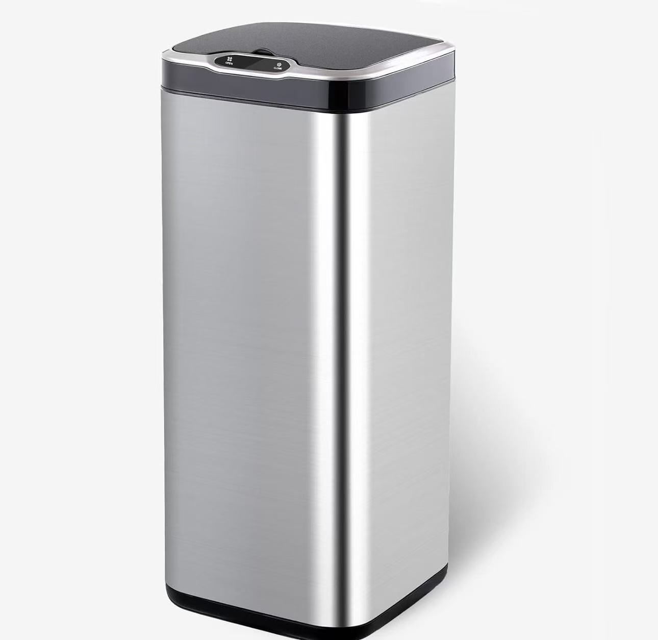 ELPHECO Square Stainless Steel 8 Gallon Sensor Trash Can with Lid, 30 Liter Automatic Kitchen Garbage Can, Slim Metal Trash Can for Home, Hotel, Offic