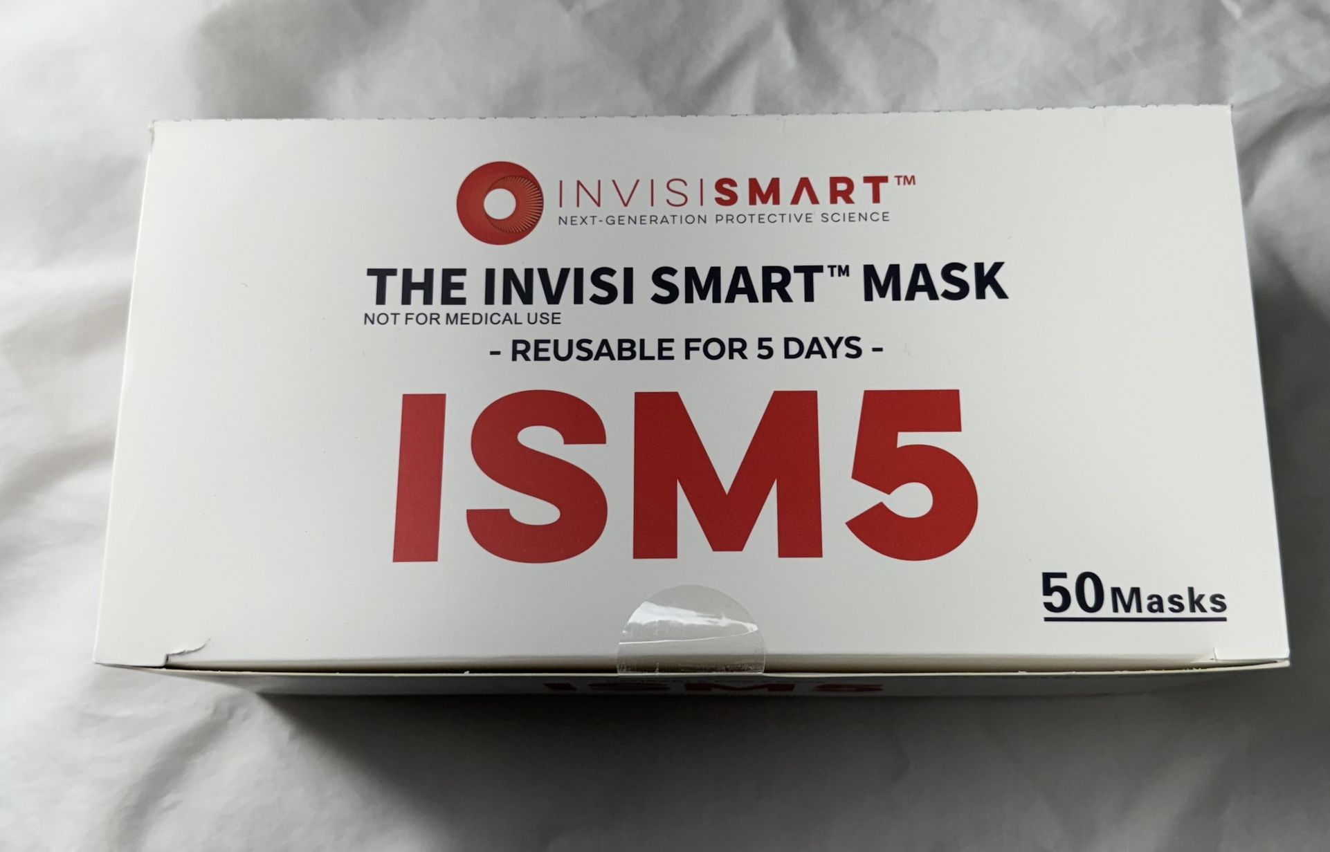 NEW - 50 Invisi Smart ISM5 3 Layer Reusable Face Masks (Non-Medical)