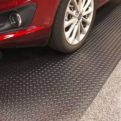 Midnight Black Diamond Plate Commercial Vinyl PVC Garage Flooring