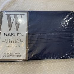 Brand New - Wamsutta Egyptian Cotton Twin Flat Sheet in Navy