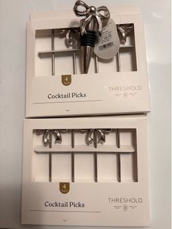 Threshold  bow cocktail picks and wine stopper