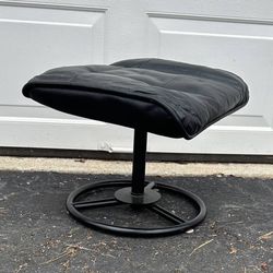 Vintage Mid Century Black Leather Ottoman By Chairworks