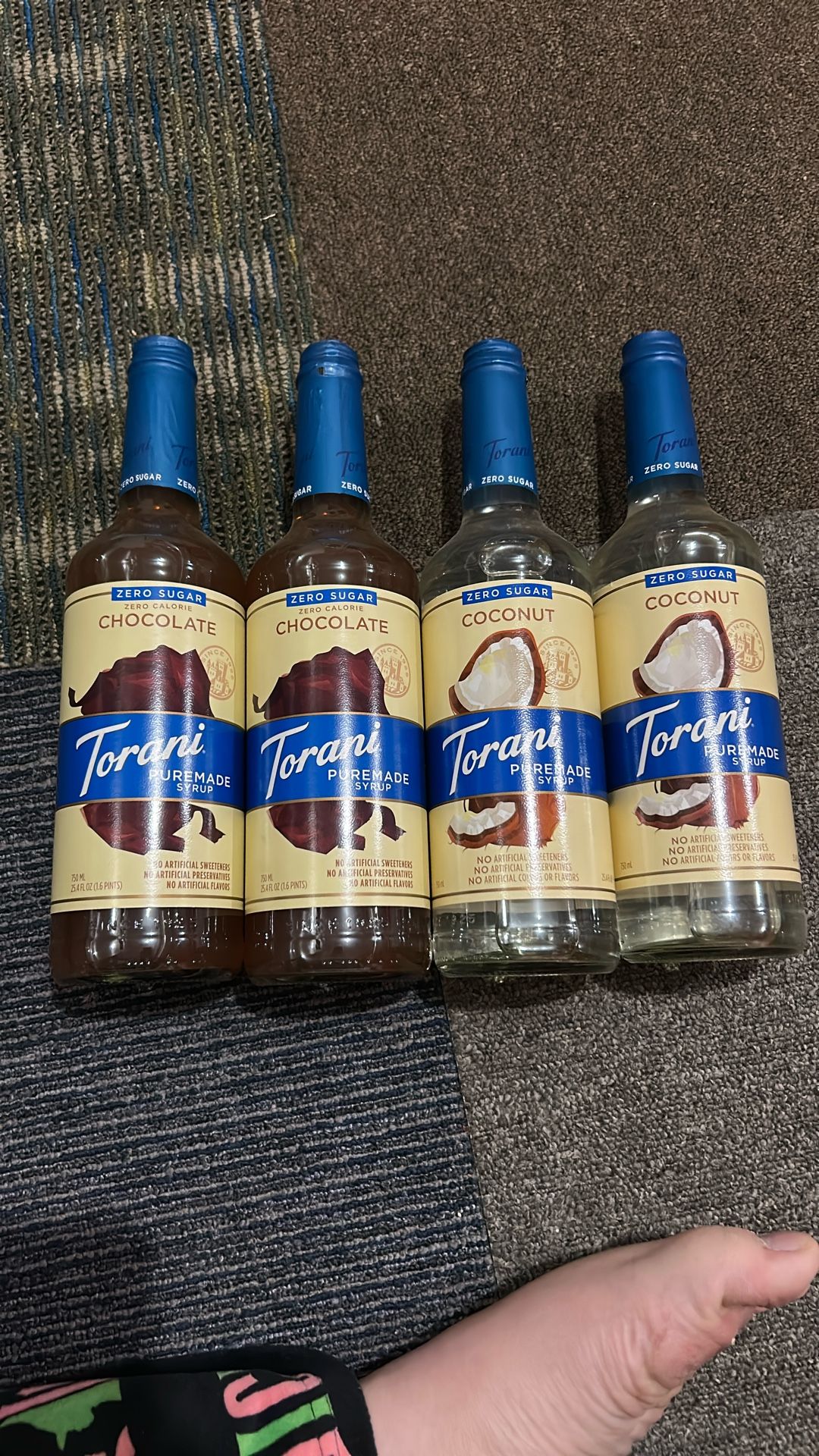 4 NEW 750ml bottles Torani premade zero sugar syrup