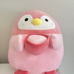Pink Penguin With Bowl