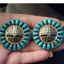 Statement Turquoise Earrings Navajo 