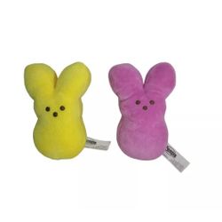 Peeps Plush 6" Yellow & Pink Bunnies Rabbits Stuffed Animal Easter Soft Plush