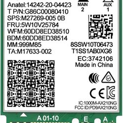 WiFi 6E Wireless Card Intel AX210 NGW Bluetooth 5.3 Tri-Band 5400Mbps Network Adapter for Laptop Support Windows 10/11 (64bit) M.2/NGFF
