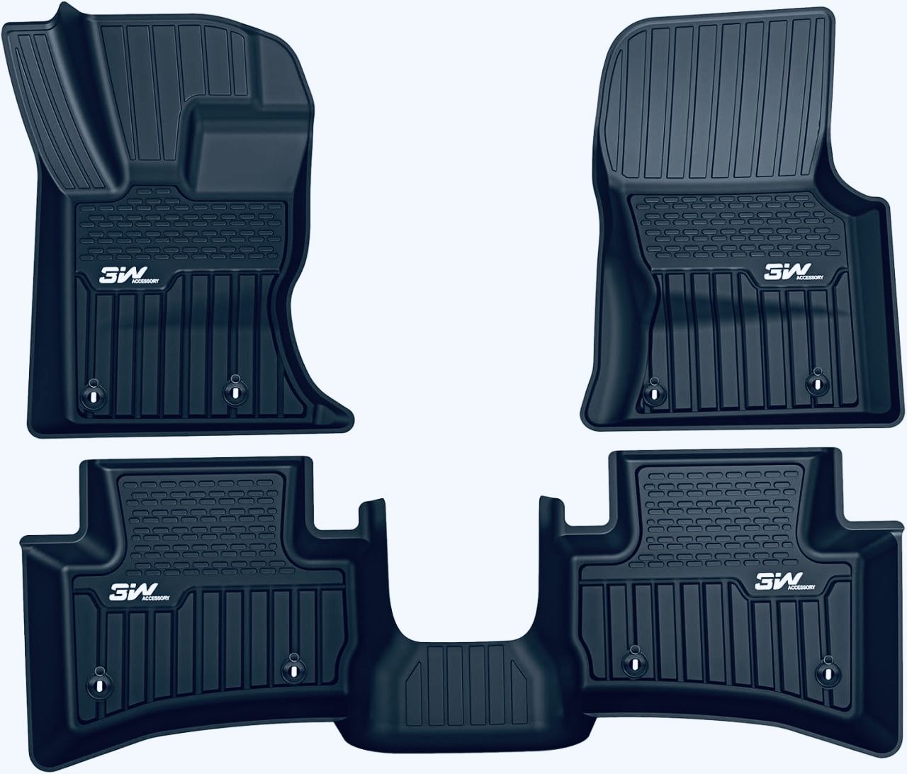 3W Floor Mats for Velar F-Pace 2017–2026 1st 2nd Row Black TPE Liners