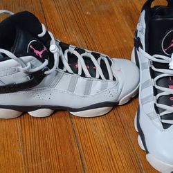 Nike Jirdan 6 Rings Girls Pink Flash Shies Size 7y Gray 