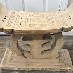 Antique African Ashanti Hand Carved Wooden Stool 22L x 10W x 17H