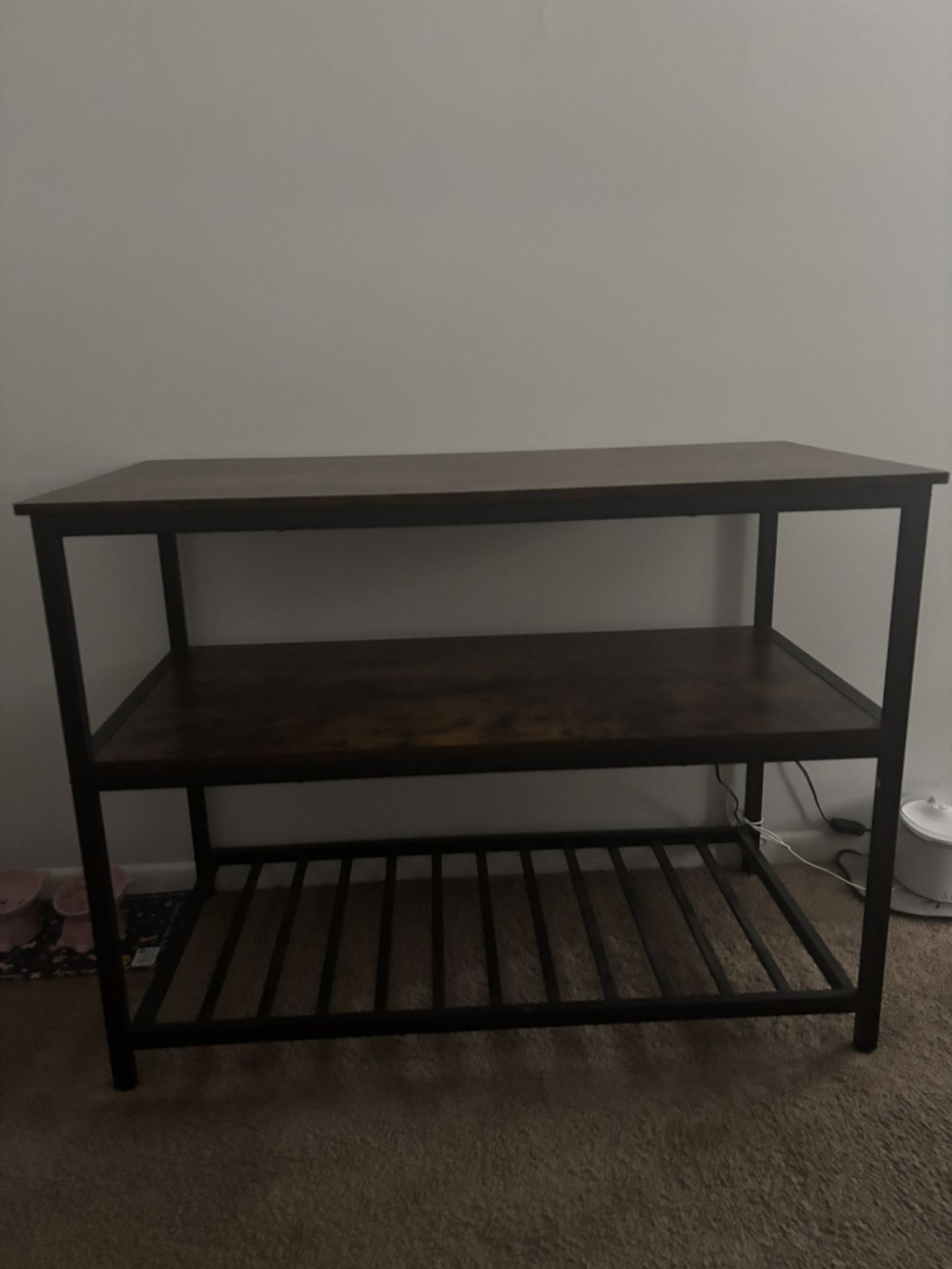 VASAGLE Kitchen Island – Rustic Brown & Black – 3 Shelves