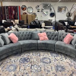 Fendi Gray Velvet Sectional /couch /Living room set