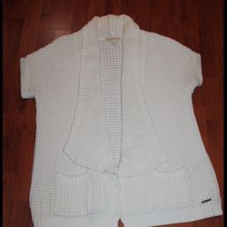 MICHAEL KORS White Open Short Sleeve Cardigan