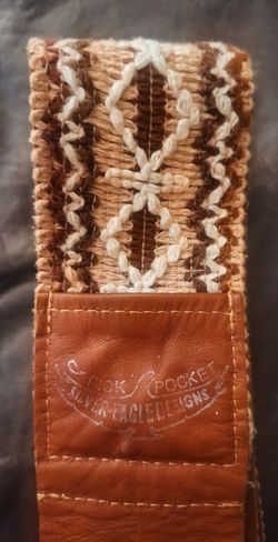 Vintage 1970s Silver Eagle Designs Woven Guitar Strap w/10  picks