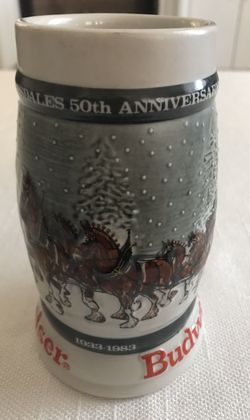 1983 50th Anniversary Budweiser Clydesdales Holiday Stein