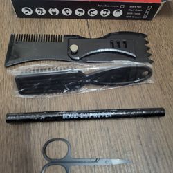 Beard Kit With Beard Pen, Mustache Comb, Beard Scissors and Beard Brush