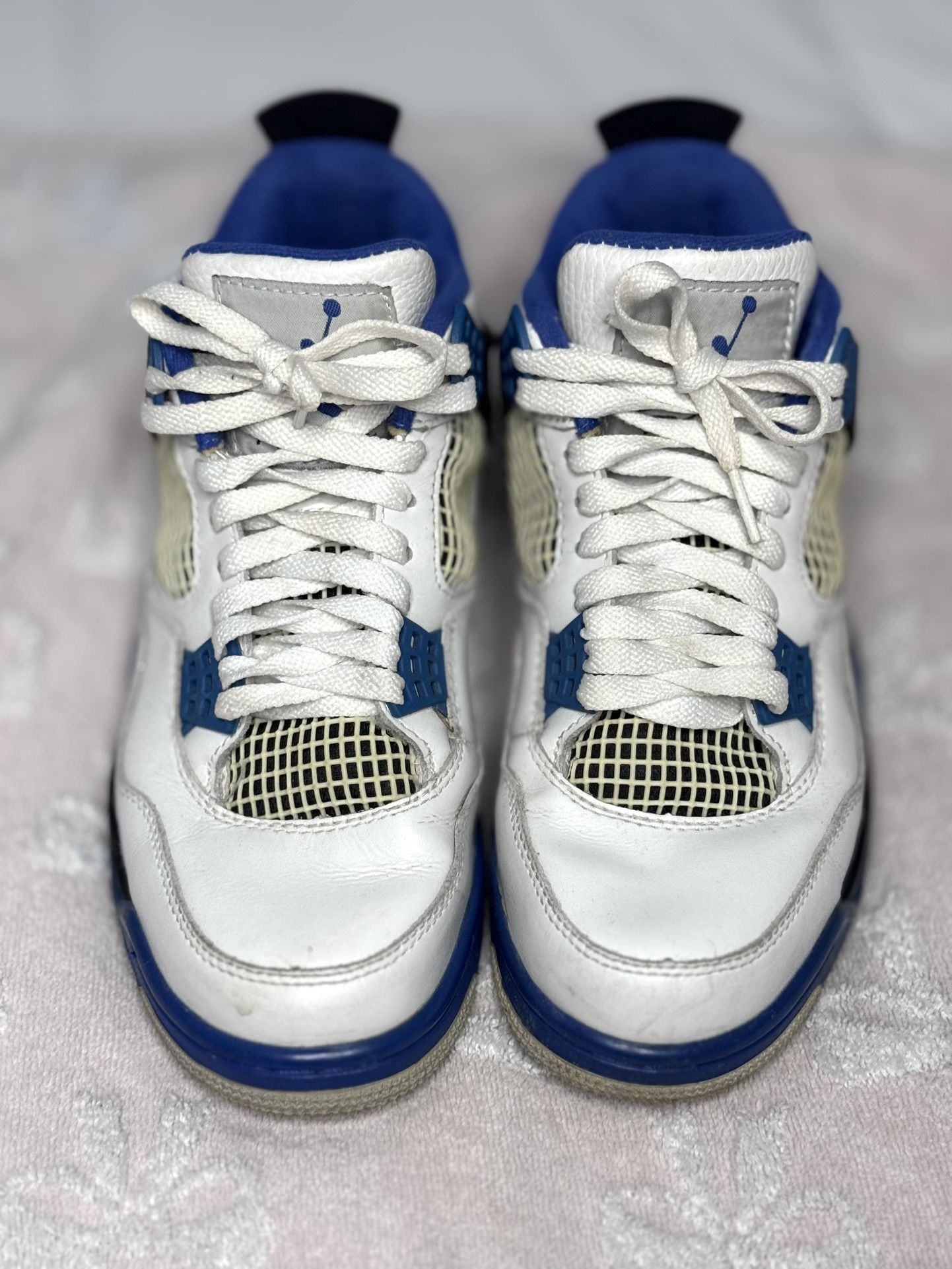 Jordan 4 Retro Mid Motorsports White Black Blue Leather