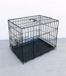 New In Box $30 Double Door 24” Dog Crate Cage Folding Metal Kennel, Plastic Tray 24x17x19 Inches