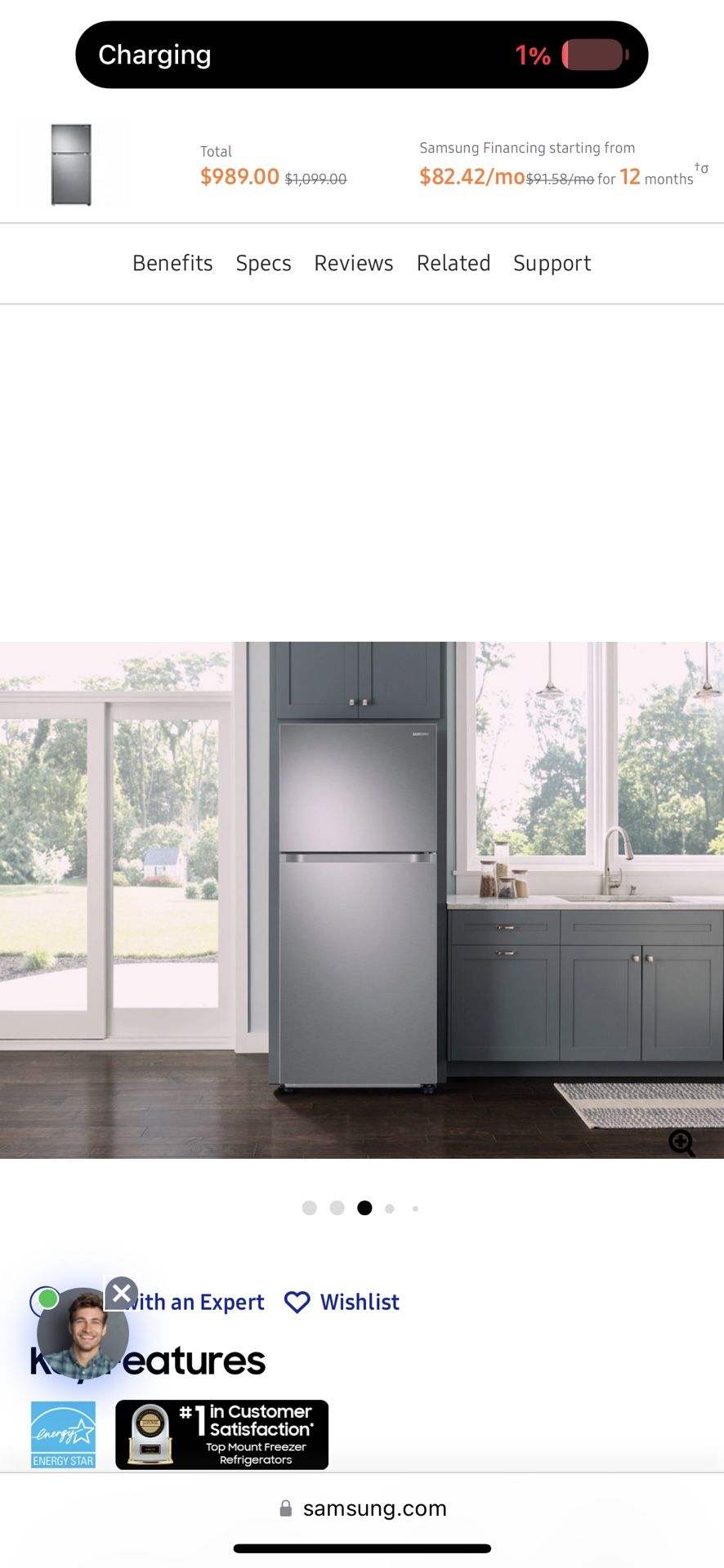 Samsung Fridge an21 cu. Ft. Top Freezer Refrigerator with FlexZoneâ„¢ and Ice Maker in Stainless Steel