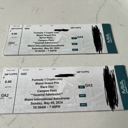 Formula 1 F1 Miami tickets (Saturday or Sunday)
