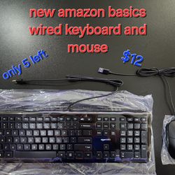 New Amazon Basics Wired Keyboard And Mouse