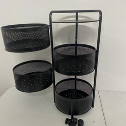 Brand New! 4 Layer Round Kitchen Drawer Type Rotating Storage Rack Trolley Basket