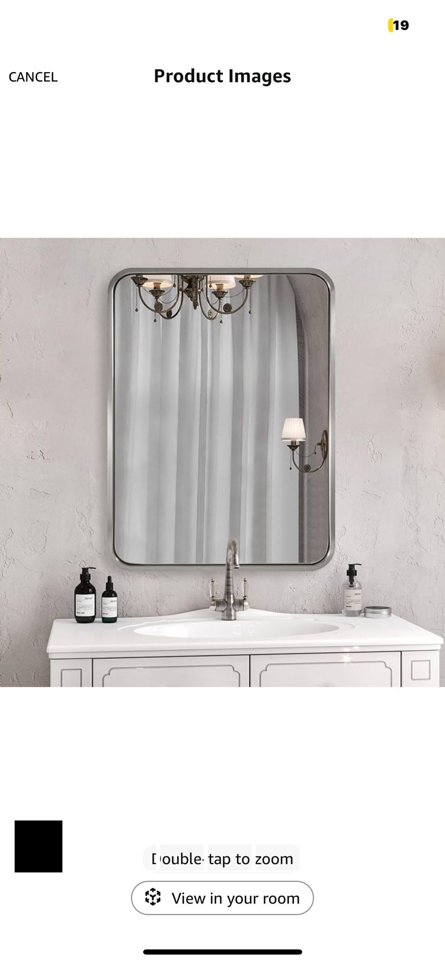 ANDY STAR 24x32 INCH Brushed Nickel Mirror Rounded Rectangle Silver Metal Framed Mirrors for Bathroom Anti Rust SUS304 Tube Metal Frame 1’’ Deep Wa