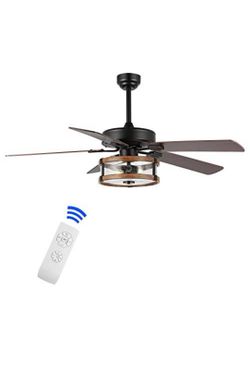 JONATHAN Y JYL9611A Joanna 52" 2-Light Rustic Industrial Iron/Wood/Seeded