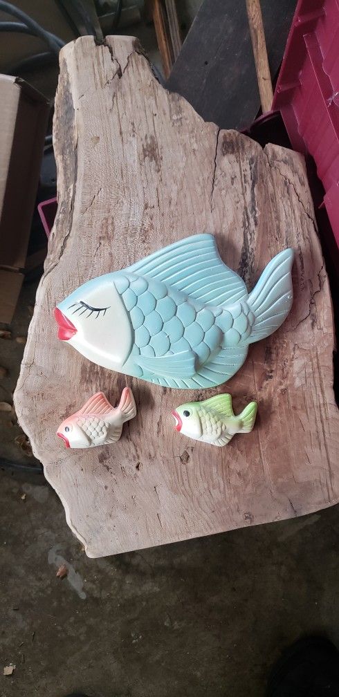 3 Mid Century Ceramic Fish