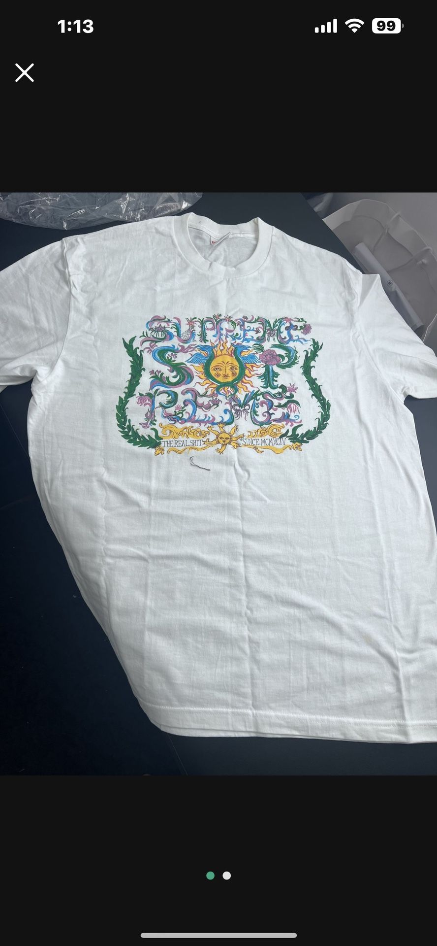 Supreme Real Shit White T Shirt Size Medium