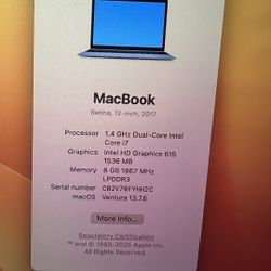 2017 Macbook  12 Inch’s  Retina 