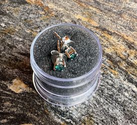 Natural diamond stud earrings w/ sterling silver base