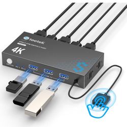 New USB 3.0 HDMI KVM Switch 1 Monitors 2 Computers, 4K@60Hz KVM Switches