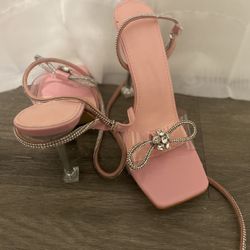 Pink Heels With Sparkly Lace 
