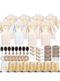 48 Pcs Women Birthday Robe Birthday Queen Squad Robe Sunglasses Scrunchie Headbands Comb Bag for Spa Party