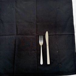100 brand new black cloth napkins. Sealed in original master bag. Reusable. Great for dinner parties, everyday meals, or special events. Easy to wash.