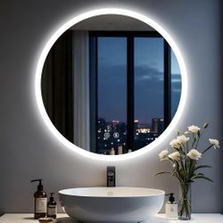 LUVODI LED Bathroom Mirror Round: 32 inch Vanity with Lights Anit-Fog Dimmable Backlit