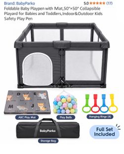 BRAND NEW BabyParko Foldable Baby Playpen – 50” x 50”