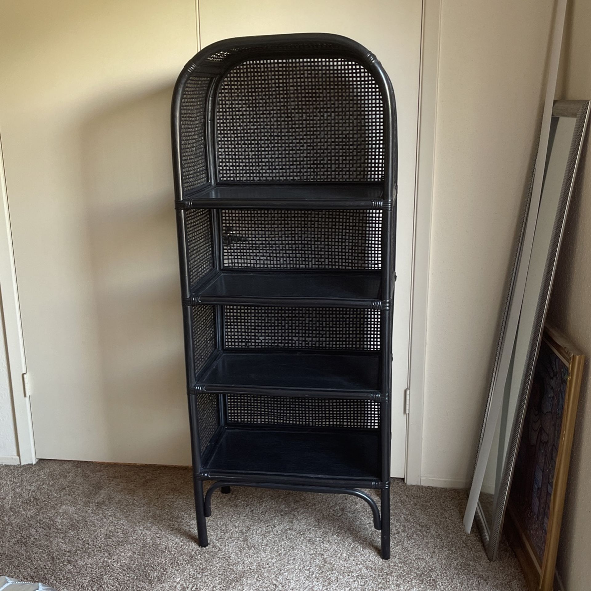 4-Tier Black Wicker Bookshelf