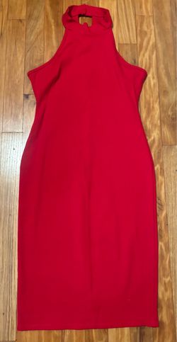 Red Halter Neck Bodycon Midi Dress