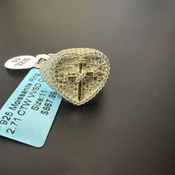925 Sterling Silver Moissanite Ring 2.71ct VVSD Color Size 11