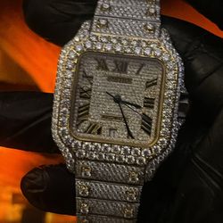 Two Tone Gold Cartier Moissanite Diamond Watch