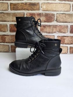 Charter Club Women's 6.5 Valtay Faux Leather Booties Combat & Lace-up/Zip Boots