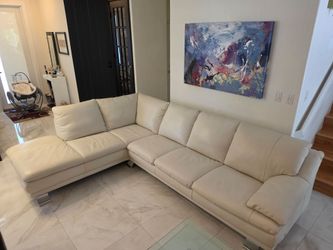 ItalSofa white/Ivory Italian Premium Leather Sectional Sofa couch