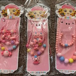 Cute Kids Beaded Necklace & Bracelet Set – 3 Styles, Sold Together