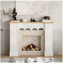 Modern Fireplace Mantel With Storage And Solid Wood Panels