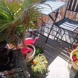 Balcony table  rod  iron and chairs.