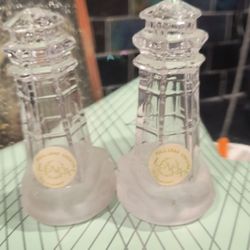 Lenox Crystal Lighthouse Salt And Pepper Shakers 