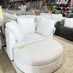 White Chair With Storage Ottoman 