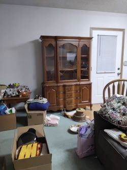 Wood China Cabinet with Glass Doors